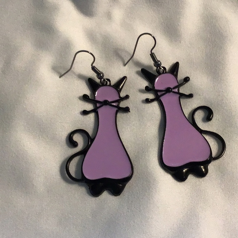 Purple Cat Earrings